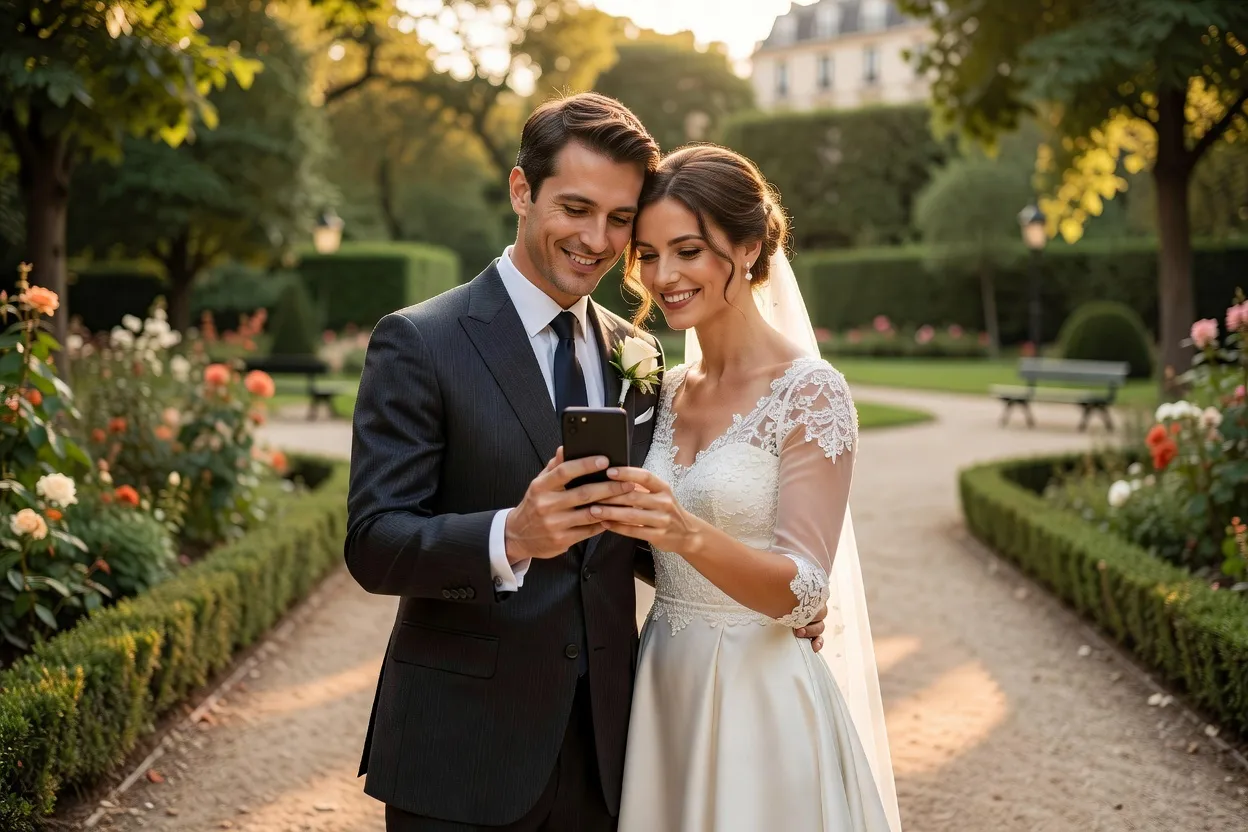 Illustration : partager ses photos de mariage sur les réseaux sociaux, l'étiquette à connaître